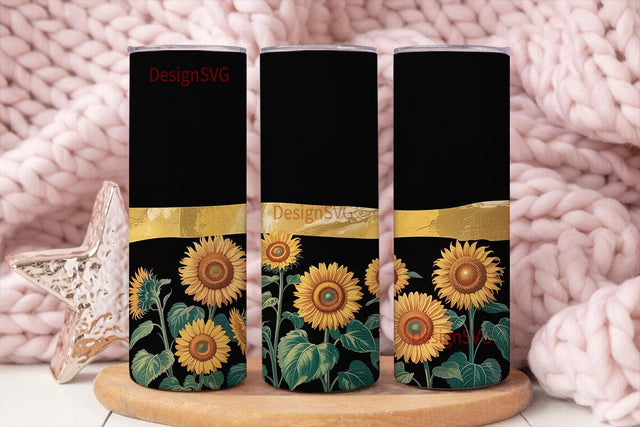 Golden Sunflower 20oz Tumbler Wrap Sublimation DesignSVG 