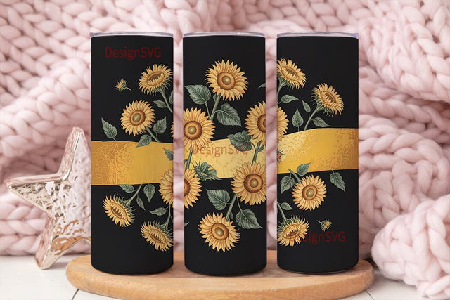 Golden Sunflower 20oz Tumbler Wrap Sublimation DesignSVG 