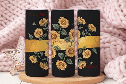Golden Sunflower 20oz Tumbler Wrap Sublimation DesignSVG 