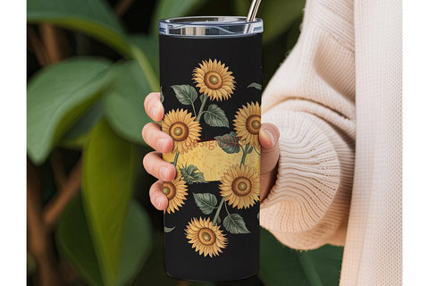 Golden Sunflower 20oz Tumbler Wrap Sublimation DesignSVG 