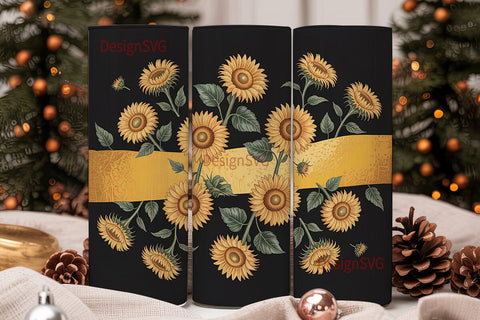 Golden Sunflower 20oz Tumbler Wrap Sublimation DesignSVG 