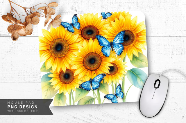 Golden Sunflower Art Mousepad Sublimation Regulrcrative 