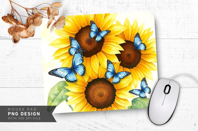 Golden Sunflower Art Mousepad Sublimation Regulrcrative 