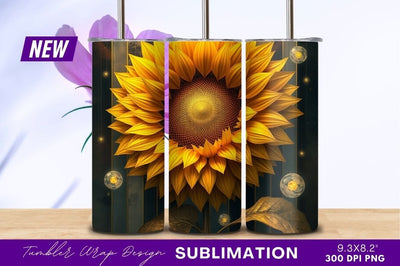 Golden Sunflower Artistic Floral Tumbler Png Image Sublimation Regulrcrative 