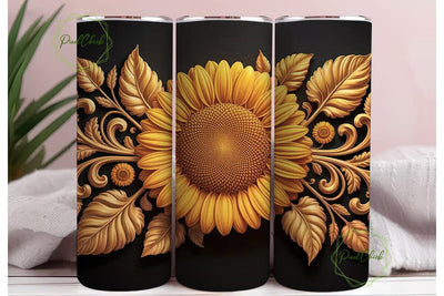 Golden Sunflower Botanical 20oz Tumbler Sublimation PixelChick 