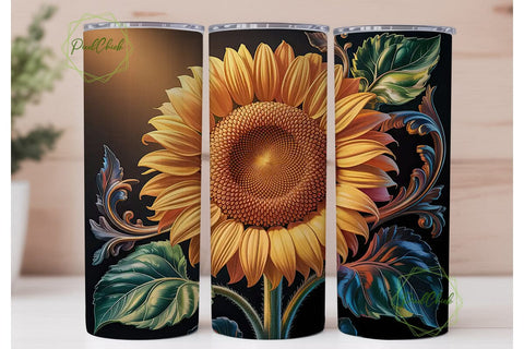 Golden Sunflower Botanical 20oz Tumbler Sublimation PixelChick 