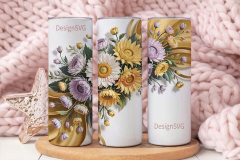 Golden Sunflower Bouquet 20oz Tumbler Sublimation DesignSVG 