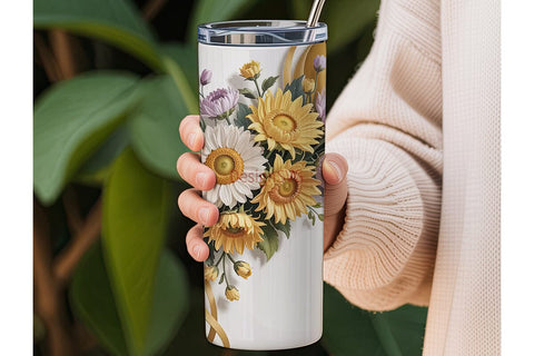 Golden Sunflower Bouquet 20oz Tumbler Sublimation DesignSVG 