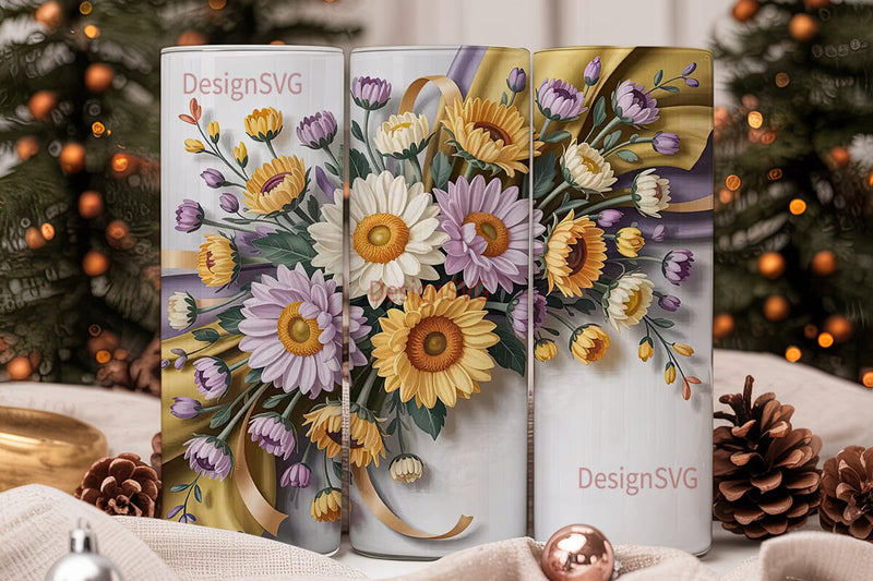 Golden Sunflower Bouquet 20oz Tumbler Sublimation DesignSVG 