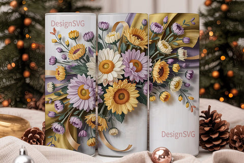 Golden Sunflower Bouquet 20oz Tumbler Sublimation DesignSVG 