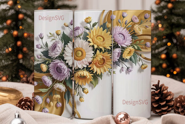 Golden Sunflower Bouquet 20oz Tumbler Sublimation DesignSVG 
