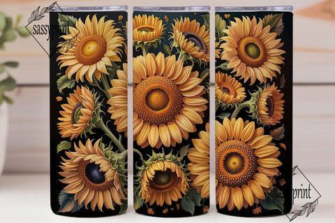 Golden Sunflower Carved 20oz Tumbler Sublimation sassyprint 