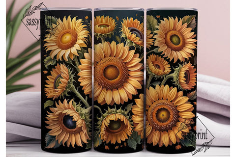 Golden Sunflower Carved 20oz Tumbler Sublimation sassyprint 
