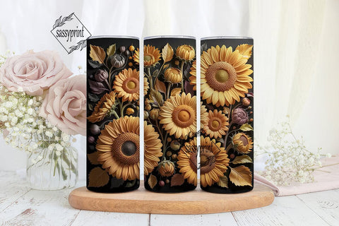 Golden Sunflower Carved 20oz Tumbler Sublimation sassyprint 
