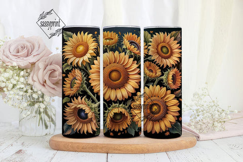 Golden Sunflower Carved 20oz Tumbler Sublimation sassyprint 