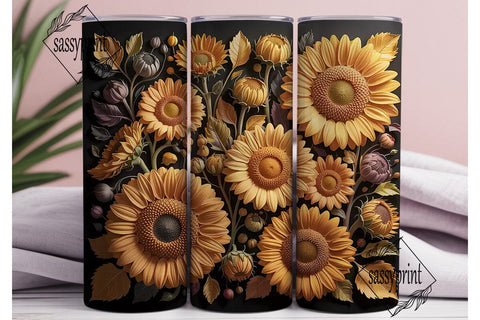 Golden Sunflower Carved 20oz Tumbler Sublimation sassyprint 
