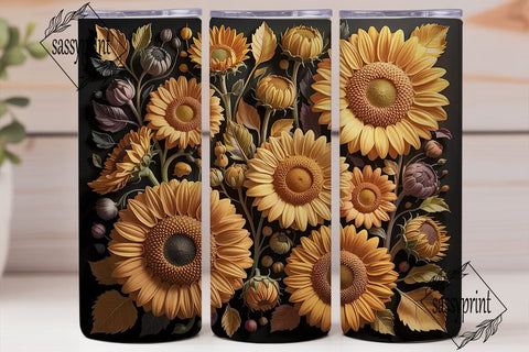 Golden Sunflower Carved 20oz Tumbler Sublimation sassyprint 