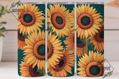 Golden Sunflower Dark Teal 20oz Tumbler Sublimation sassyprint 