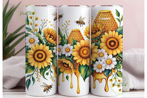 Golden Sunflower Honey 20oz Tumbler Wrap Sublimation PixelChick 