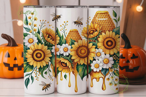 Golden Sunflower Honey 20oz Tumbler Wrap Sublimation PixelChick 