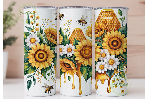 Golden Sunflower Honey 20oz Tumbler Wrap Sublimation PixelChick 