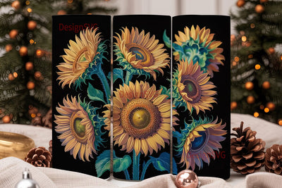 Golden Sunflower Majesty 20oz Tumbler Sublimation DesignSVG 