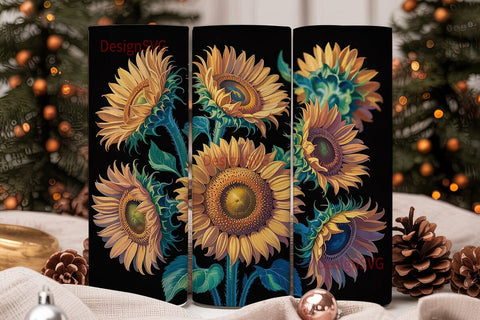 Golden Sunflower Majesty 20oz Tumbler Sublimation DesignSVG 