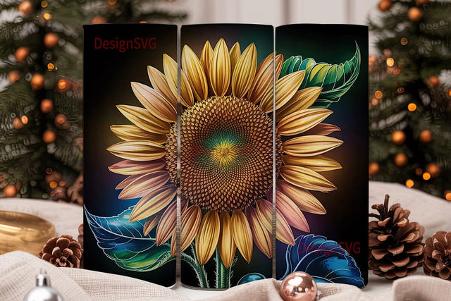Golden Sunflower Majesty 20oz Tumbler Sublimation DesignSVG 