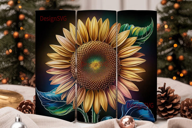 Golden Sunflower Majesty 20oz Tumbler Sublimation DesignSVG 