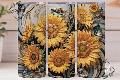 Golden Sunflower Marble 20oz Tumbler Sublimation sassyprint 