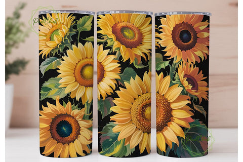 Golden Sunflowers 20oz Tumbler Wrap Sublimation PixelChick 