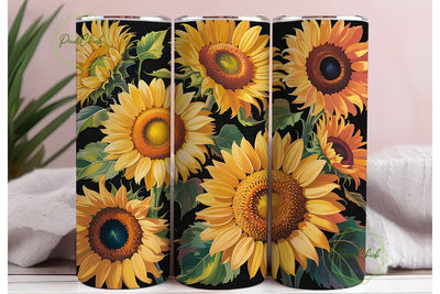 Golden Sunflowers 20oz Tumbler Wrap Sublimation PixelChick 
