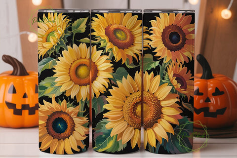 Golden Sunflowers 20oz Tumbler Wrap Sublimation PixelChick 