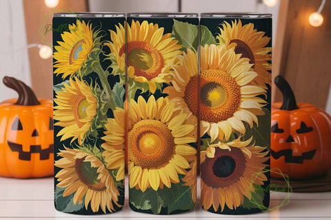 Golden Sunflowers 20oz Tumbler Wrap Sublimation PixelChick 