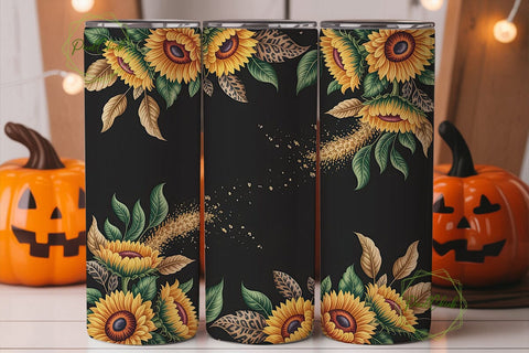 Golden Sunflowers Leopard 20oz Tumbler Sublimation PixelChick 