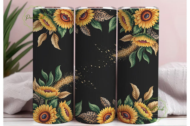Golden Sunflowers Leopard 20oz Tumbler Sublimation PixelChick 