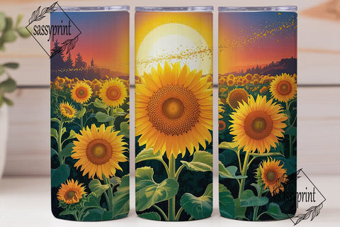 Golden Sunflowers Sunset 20oz Tumbler Sublimation sassyprint 