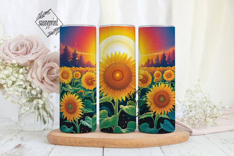 Golden Sunflowers Sunset 20oz Tumbler Sublimation sassyprint 
