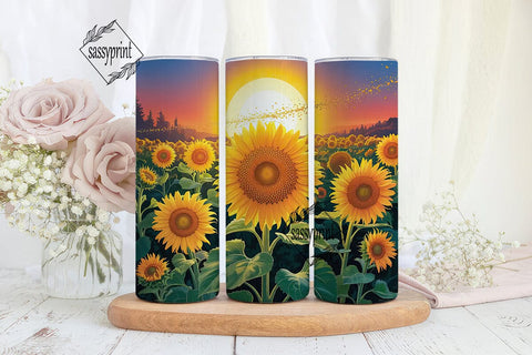 Golden Sunflowers Sunset 20oz Tumbler Sublimation sassyprint 
