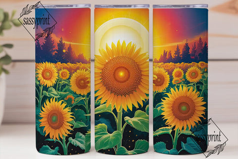 Golden Sunflowers Sunset 20oz Tumbler Sublimation sassyprint 