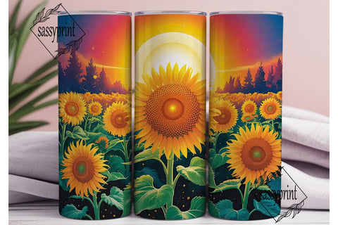 Golden Sunflowers Sunset 20oz Tumbler Sublimation sassyprint 