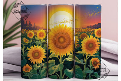 Golden Sunflowers Sunset 20oz Tumbler Sublimation sassyprint 