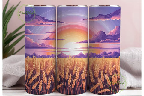 Golden Sunset Wheat Field 20oz Tumbler Sublimation PixelChick 