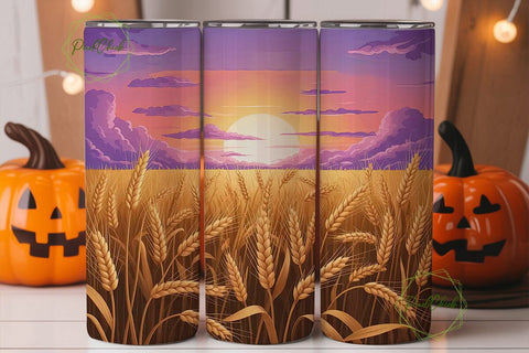 Golden Sunset Wheat Field 20oz Tumbler Sublimation PixelChick 