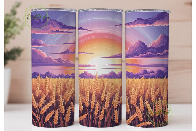 Golden Sunset Wheat Field 20oz Tumbler Sublimation PixelChick 