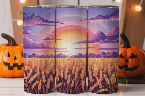 Golden Sunset Wheat Field 20oz Tumbler Sublimation PixelChick 
