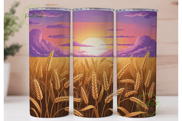 Golden Sunset Wheat Field 20oz Tumbler Sublimation PixelChick 