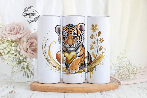 Golden Tiger Cub 20oz Tumbler Wrap Sublimation sassyprint 