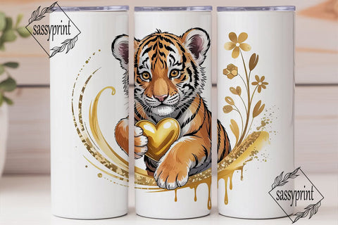 Golden Tiger Cub 20oz Tumbler Wrap Sublimation sassyprint 