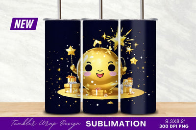 Golden Tumbler Png Character With Gifts Sublimation Regulrcrative 